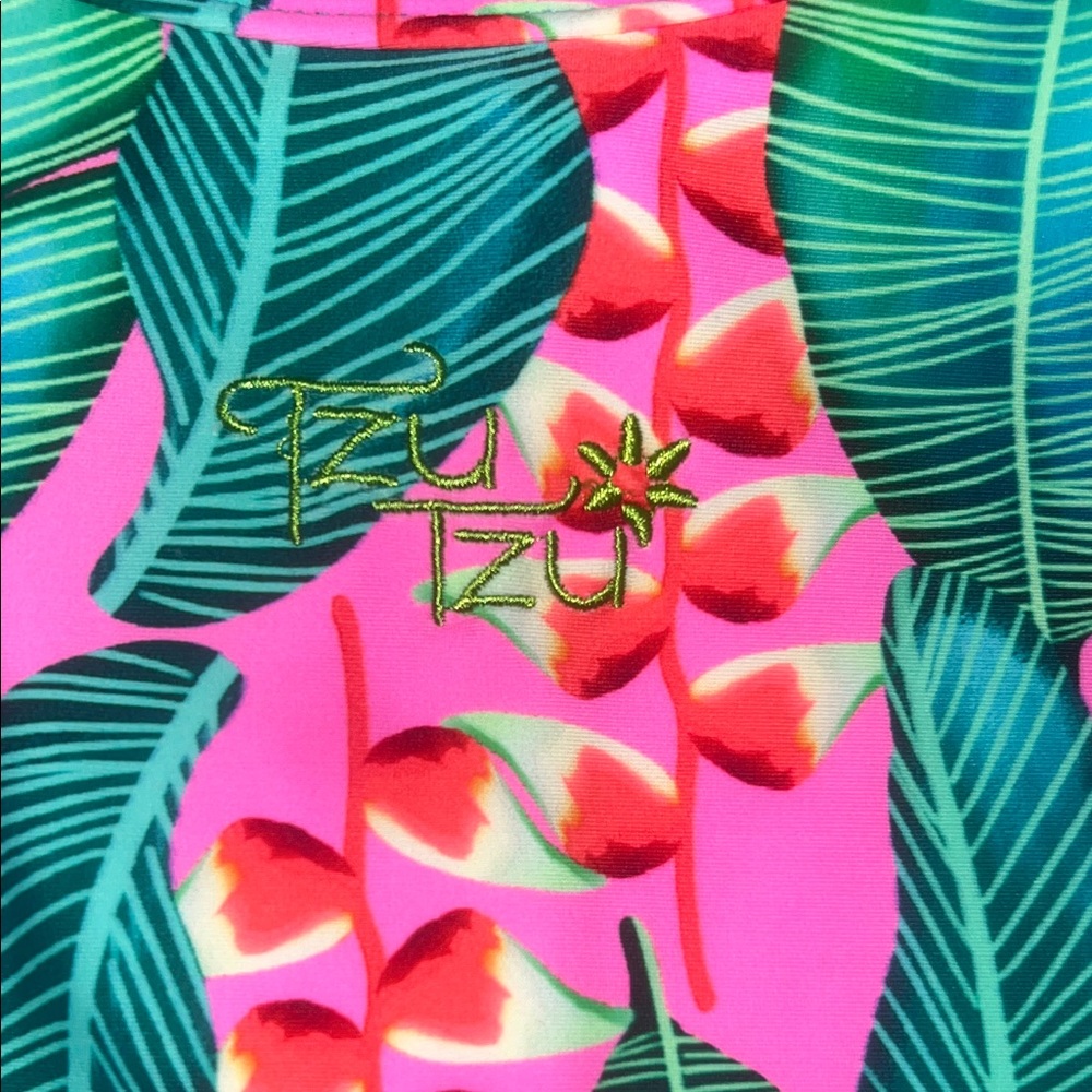 Tzu Tzu Pink and Green Tropical Dress - Picture 4 of 4